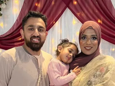 Akeel Nanabawa, soproga Hannaa Vorajee in njuna &scaron;tiriletna Sara. Vir: družinski album