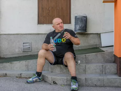 22.08.2016 Laze v Tuhinjski dolini.trener celjskega kluba Sankaku in strokovni direktor slovenske reprezentance Marjan Fabjan med obljubljenim romanjem med Lopato in Brezjem.foto: Bojan Velikonja