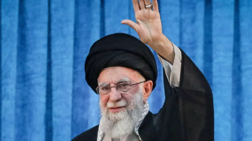 FILE PHOTO: Iran's Supreme Leader Ayatollah Ali Khamenei waves during the 36th anniversary of the death of the leader of Iran's 1979 Islamic Revolution, Ayatollah Ruhollah Khomeini, at Khomeini's shrine in southern Tehran, Iran June 4, 2025. Office of the Iranian Supreme Leader/WANA (West Asia News Agency)/Handout via REUTERS ATTENTION EDITORS - THIS PICTURE WAS PROVIDED BY A THIRD PARTY/File Photo