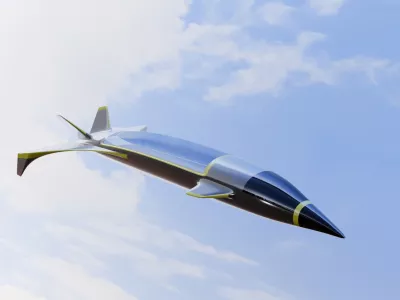 Hypersonic Jet aircraft in sky. Future technology with supersonic Jet. 3d render.