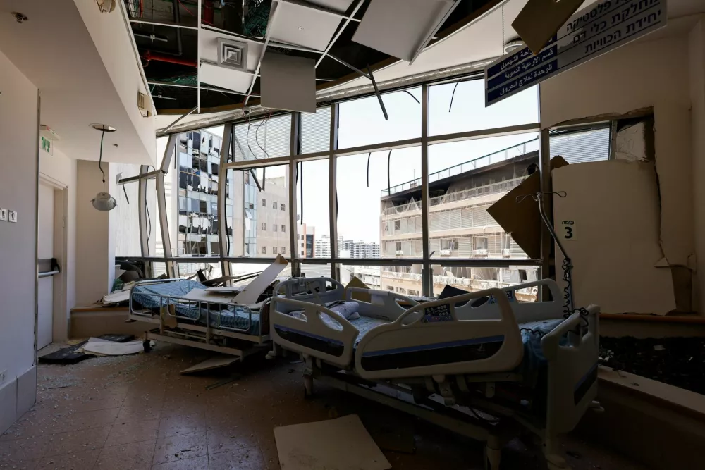 A view shows damage in Soroka Medical Center, at an impact site following a missile strike from Iran on Israel, in Be'er Sheva, Israel June 19, 2025. REUTERS/Amir Cohen