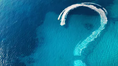 Question mark on sea water surface as symbol of uncertainties end of global quarantine due coronavirus covid-19 and closed countries borders, impossible travel concept. / Foto: Dedmityay