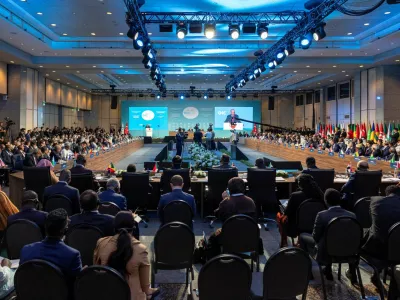 Turkish President Tayyip Erdogan speaks during the 51st Session of the Council of Foreign Ministers of the Organisation of Islamic Cooperation (OIC) in Istanbul, Turkey, June 21, 2025. REUTERS/Umit Bektas