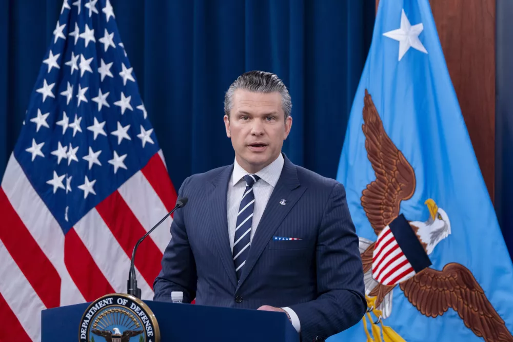 Defense Secretary Pete Hegseth speaks during a news conference at the Pentagon in Washington, Sunday, June 22, 2025, after the U.S. military struck three sites in Iran, directly joining Israel's effort to decapitate the country's nuclear program. (AP Photo/Alex Brandon)