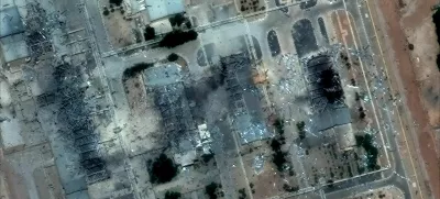 Satellite image shows a close up view of destroyed buildings at Isfahan Nuclear Technology Center, after it was hit by U.S. airstrikes, in Isfahan, Iran, June 22, 2025. Maxar Technologies/Handout via REUTERS  THIS IMAGE HAS BEEN SUPPLIED BY A THIRD PARTY. NO RESALES. NO ARCHIVES. MANDATORY CREDIT. MUST NOT OBSCURE LOGO.