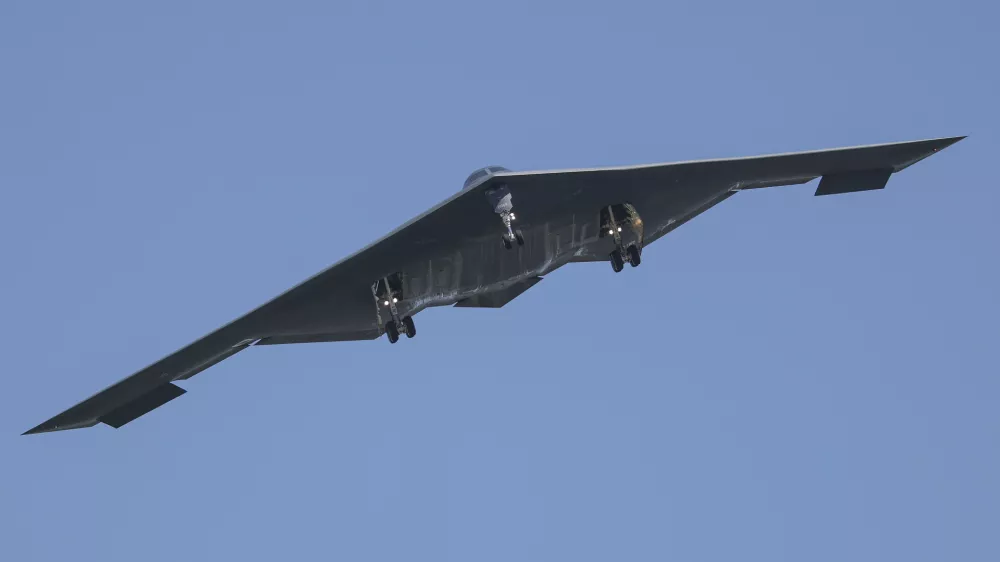 A B-2 bomber arrives at Whiteman Air Force Base Mo., Sunday, June 22, 2025. (AP Photo/David Smith)