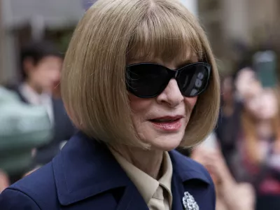 FILE PHOTO: Anna Wintour attends opening remarks during a press preview of The Costume Institute's exhibition "Superfine: Tailoring Black Style" at The Metropolitan Museum of Art in New York City, U.S., May 5, 2025. REUTERS/Caitlin Ochs/File Photo