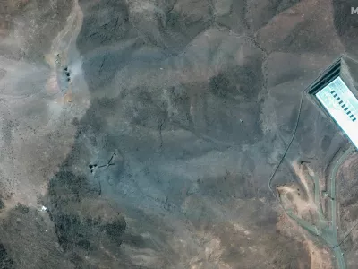 A closer satellite view shows the ridge at Fordow underground complex, after the U.S. struck the underground nuclear facility, near Qom, Iran June 22, 2025.   MAXAR TECHNOLOGIES/Handout via REUTERS  THIS IMAGE HAS BEEN SUPPLIED BY A THIRD PARTY. NO RESALES. NO ARCHIVES. MANDATORY CREDIT. DO NOT OBSCURE LOGO.
