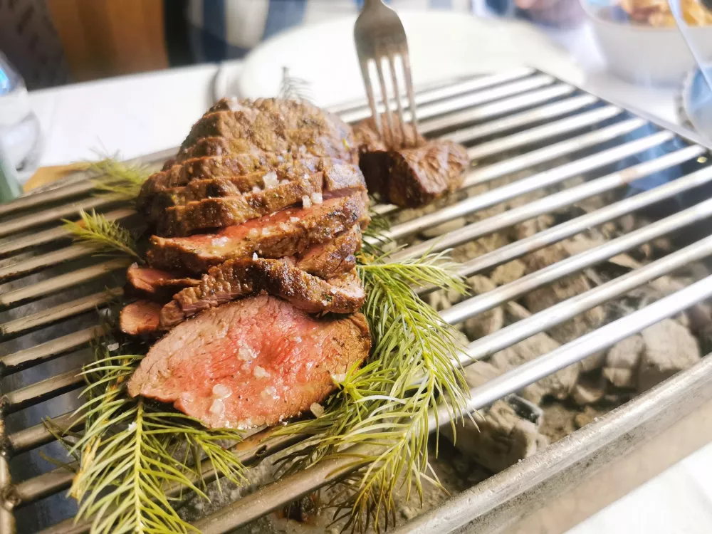 Jelen na posteljici smrečja, Gosti&scaron;če Javornik / Foto: Miha First