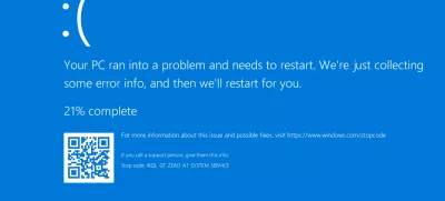 modri zaslon smrti Windows xp