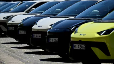 FILE PHOTO: BYD Dolphin Surf electric cars are parked infront of the venue where BYD carmaker holds a vehicle presentation event in Berlin, Germany May 21, 2025. REUTERS/Annegret Hilse/File Photo