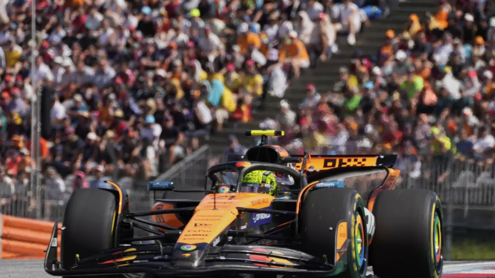 McLaren driver Lando Norris of Britain in action during the Austrian Formula One Grand Prix in Spielberg, Austria, Sunday, June 29, 2025. (AP Photo/Darko Bandic)