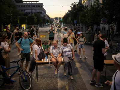 Demonstrators block the road during an anti-government protest demanding snap elections, in Belgrade, Serbia, June 29, 2025. REUTERS/Marko Djurica