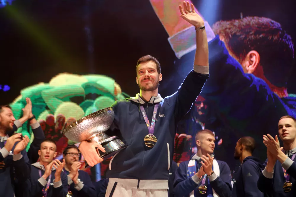 Goran Dragič- 18.09.2017 - sprejem za slovenske ko&scaron;arkarje po vrnitvi z evropskega prvenstva v Istanbulu, kjer so osvojili zlato odličje in postali evropski prvaki - ?//FOTO: Jaka Gasar / Foto: Jaka Gasar