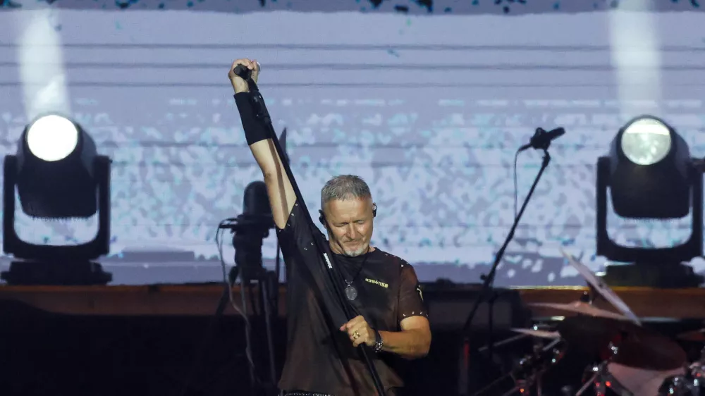 Marko Perkovic Thompson performs during the concert that is poised to break the world record for largest paid concert, in Zagreb, Croatia, July 5, 2025. REUTERS/Antonio Bronic