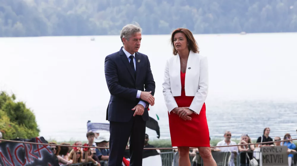 - Tanja Fajon, zunanja ministrica in gostiteljica foruma,- Robert Golob, predsednik vlade RS,- 03.09.2024. - Blejski strate&scaron;ki forum 2024.//FOTO: Bojan Velikonja