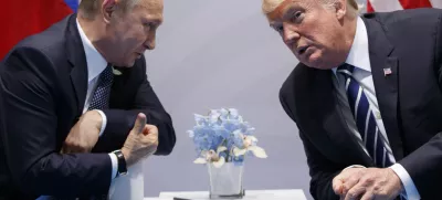 FILE - President Donald Trump, right, meets with Russian President Vladimir Putin at the G-20 Summit in Hamburg, July 7, 2017. (AP Photo/Evan Vucci, File)