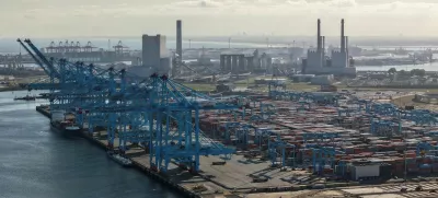 A drone view shows the port of Rotterdam in Rotterdam, Netherlands, July 9, 2025. REUTERS/Bart Biesemans