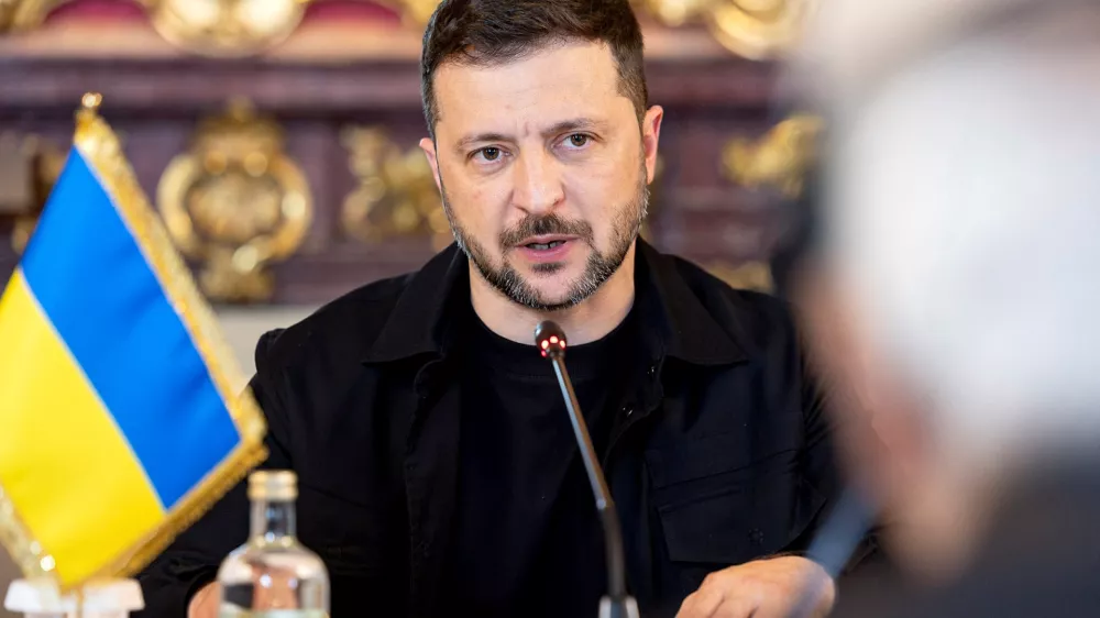 Ukrainian President Volodymyr Zelenskiy speaks during a meeting with Italian President Sergio Mattarella at Quirinale Palace, in Rome, Italy, July 9, 2025. Italian Presidency Press Office/Paolo Giandotti/Handout via REUTERS  THIS IMAGE HAS BEEN SUPPLIED BY A THIRD PARTY