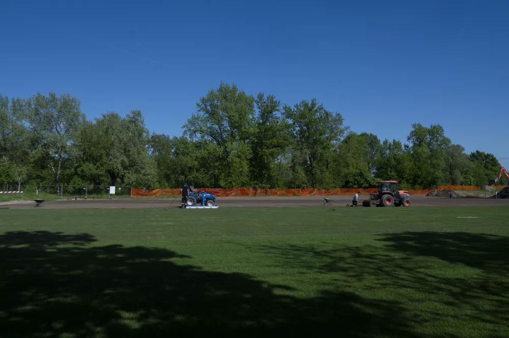 Olimpija sodeluje pri pripravi zelenice