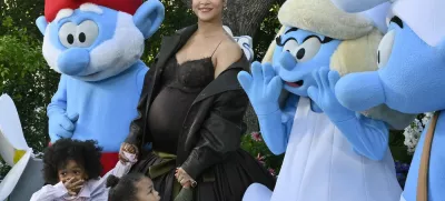 Rihanna, the voice of Smurfette in the animated musical comedy "Smurfs" and her sons RZA Athelston Mayers (L) and Riot Rose Mayers attend the premiere of the motion picture at Paramount Studios in Los Angeles on Sunday, July 13, 2025. Storyline: When Papa Smurf (John Goodman) is mysteriously taken by evil wizards, Razamel and Gargamel, Smurfette (Rihanna) leads the Smurfs on a mission into the real world to save him. With the help of new friends, the Smurfs must discover what defines their destiny to save the universe. Photo by /UPI,Image: 1021786907, License: Rights-managed, Restrictions:, Model Release: no