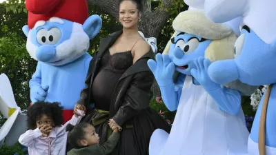 Rihanna, the voice of Smurfette in the animated musical comedy "Smurfs" and her sons RZA Athelston Mayers (L) and Riot Rose Mayers attend the premiere of the motion picture at Paramount Studios in Los Angeles on Sunday, July 13, 2025. Storyline: When Papa Smurf (John Goodman) is mysteriously taken by evil wizards, Razamel and Gargamel, Smurfette (Rihanna) leads the Smurfs on a mission into the real world to save him. With the help of new friends, the Smurfs must discover what defines their destiny to save the universe. Photo by /UPI,Image: 1021786907, License: Rights-managed, Restrictions:, Model Release: no