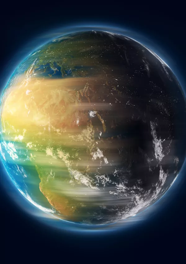 Earth spinning in outer space. This is a digitally modeled image. Elements of this image (Earth map texture) furnished by NASA. / Foto: Emarto