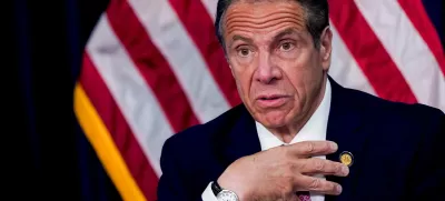 FILE PHOTO: New York Governor Andrew Cuomo speaks during a news conference, in New York, U.S., May 10, 2021. Mary Altaffer/Pool via REUTERS/File Photo