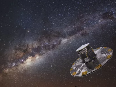 An artist's impression shows Gaia mapping the stars of the Milky Way in this handout image received by Reuters December 19, 2013. The European Space Agency's Gaia mission will map the position and motion of a billion stars to produce an unprecedented 3D map of our galaxy. REUTERS/ESA/ATG medialab/ESO/S. Brunier/Handout via Reuters (Tags: SCIENCE TECHNOLOGY) ATTENTION EDITORS - THIS IMAGE WAS PROVIDED BY A THIRD PARTY. FOR EDITORIAL USE ONLY. NOT FOR SALE FOR MARKETING OR ADVERTISING CAMPAIGNS. NO SALES. NO ARCHIVES. THIS PICTURE IS DISTRIBUTED EXACTLY AS RECEIVED BY REUTERS, AS A SERVICE TO CLIENTS