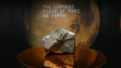 The largest and most valuable piece of Mars on Earth: NWA 16788, newly discovered and not publicly displayed until now, is on display at Sotheby's on Tuesday, July 8, 2025 in New York City. Photo by /UPI,Image: 1019832029, License: Rights-managed, Restrictions:, Model Release: no