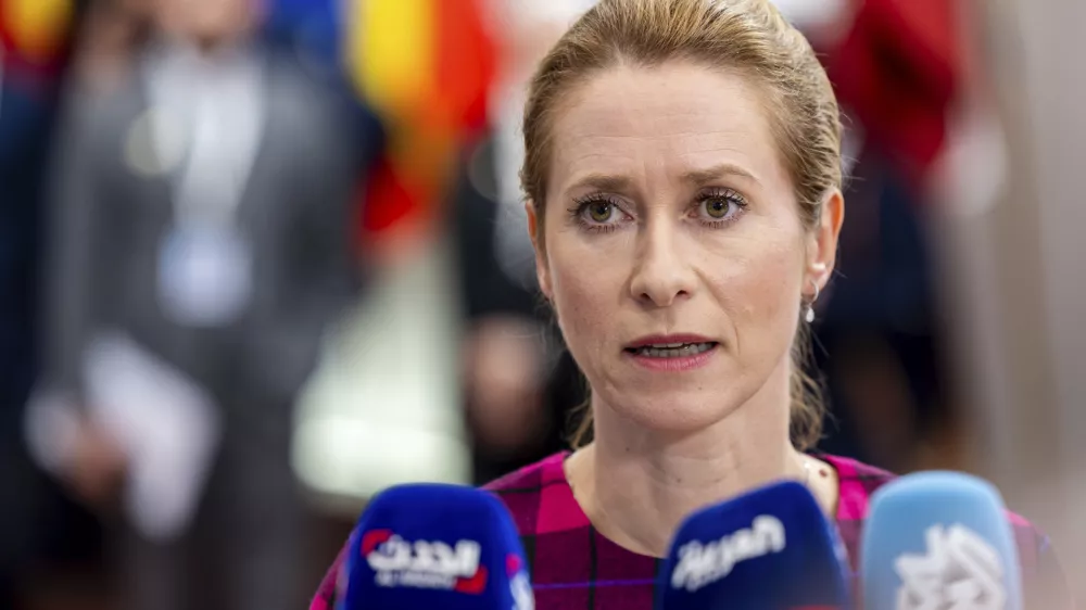 European Union foreign policy chief Kaja Kallas arrives for the EU-Southern Neighbourhood ministerial meeting at the EU Council building in Brussels, Monday, July 14, 2025. (AP Photo/Geert Vanden Wijngaert)