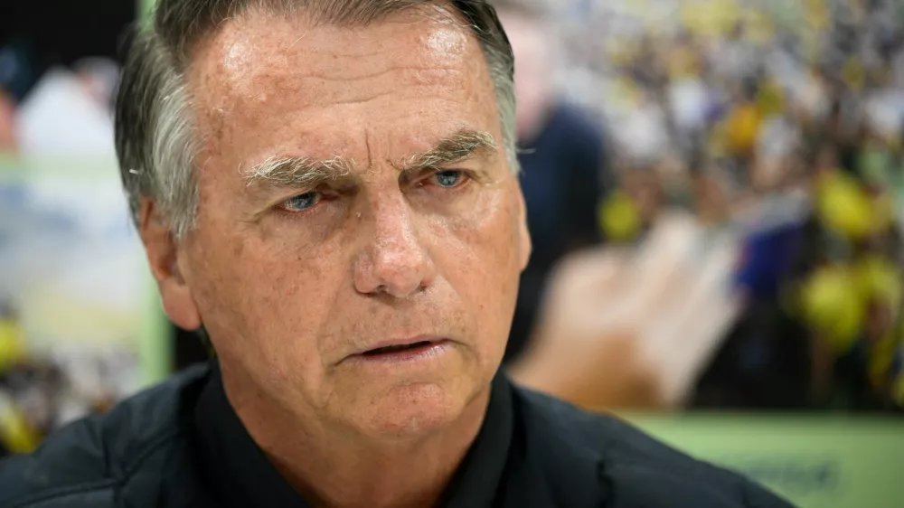 Former Brazilian President Jair Bolsonaro attends an interview with Reuters in Brasilia, Brazil, July 18, 2025. REUTERS/Mateus Bonomi