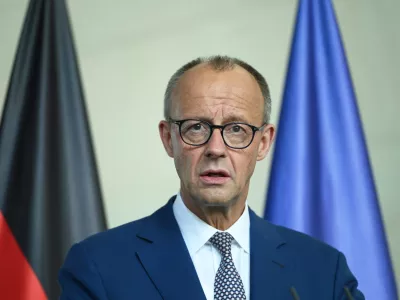 18 July 2025, Berlin: Germany's Chancellor Friedrich Merz speaks during a press conference with Romanian President Nicusor Dan (not pictured) in the Federal Chancellery. Photo: Malin Wunderlich/dpa