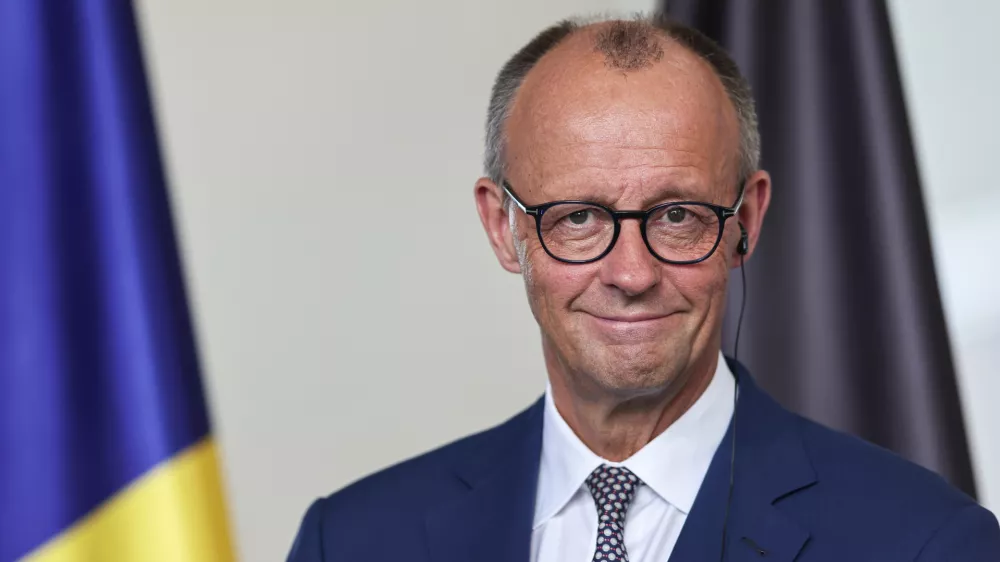 18 July 2025, Berlin: Germany's Chancellor Friedrich Merz speaks during a press conference with Romanian President Nicusor Dan (not pictured) in the Federal Chancellery. Photo: Hannes P. Albert/dpa
