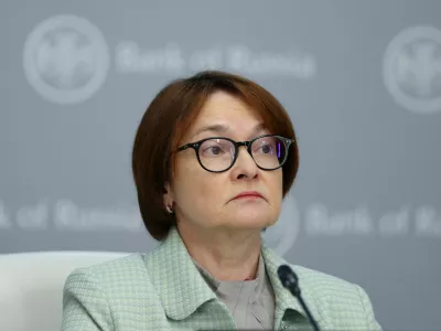 FILE PHOTO: Elvira Nabiullina, Governor of Russian Central Bank, attends a press conference in Moscow, Russia June 6, 2025. REUTERS/Evgenia Novozhenina/File Photo