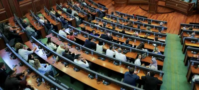 Lawmakers attend the plenary session as Kosovo's parliament fails to elect a new speaker for the fifty-second time in Pristina, Kosovo July 25, 2025. REUTERS/Valdrin Xhemaj