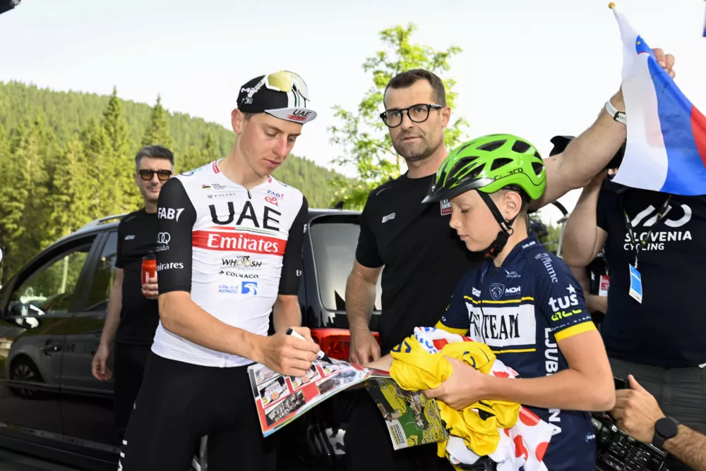 Tadej PogačarAndrej Hauptman- 22.06.2023 &ndash; Pokljuka - kolesarstvo - državno prvenstvo na čas - kronometer v mo&scaron;ki kategoriji na progi Zgornje Gorje - Rudno polje //FOTO: Nik Erik Neubauer