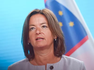 15 July 2025, Berlin: Slovenia's Foreign Minister Tanja Fajon speaks during a press conference with her German counterpart Johann Wadephul after their meeting at the Federal Foreign Office. Photo: Katharina Kausche/dpa