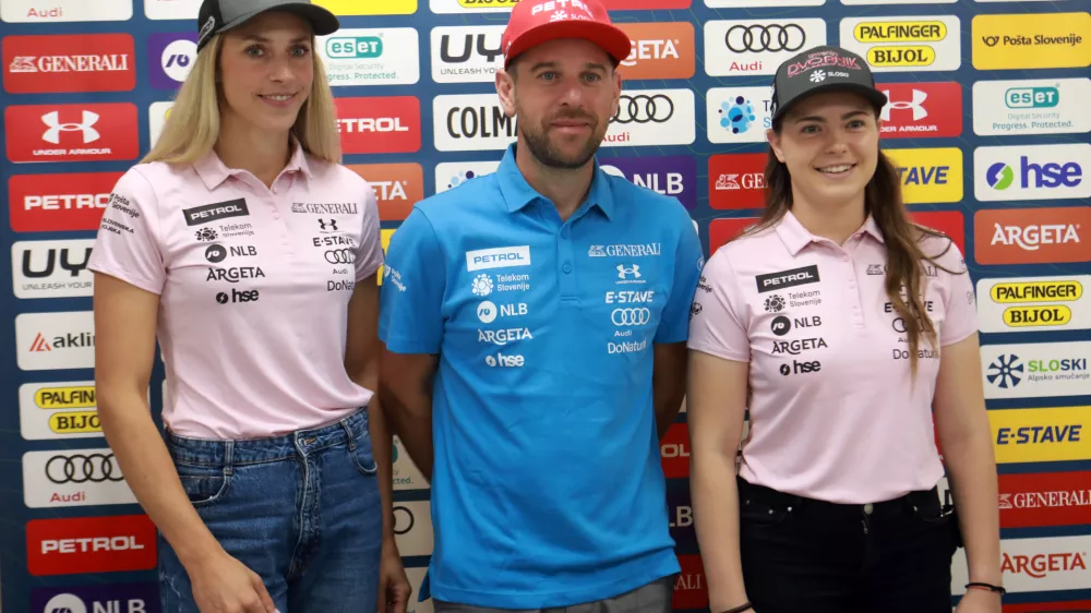 06.08.2025 - smučarska zveza, tiskovna Ana Bucik Jogan, Ale&scaron; Valenti, Neja DvornikFoto: Tomaž Skale