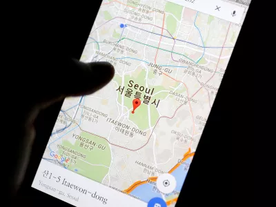 FILE PHOTO: Google Maps application is displayed on a smartphone in Seoul, South Korea, in this photo illustration on August 24, 2016. REUTERS/Kim Hong-Ji/File Photo