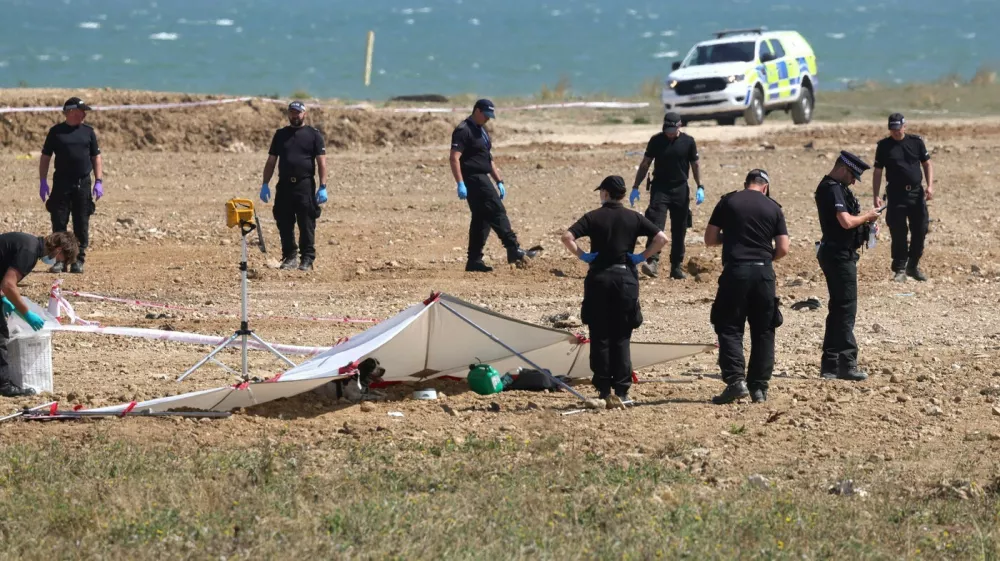 11th August 2025 General views of the beach in Warden Bay Beach Leysdown on Sea on the Isle of Sheppey in Kent where a 40 year old man was recently murdered. Police searching the beach. Material must be credited "The Sun/News Licensing" unless otherwise agreed. 100% surcharge if not credited. Online rights need to be cleared separately. Strictly one time use only subject to agreement with News Licensing,Image: 1028987084, License: Rights-managed, Restrictions: Usage is subject to our terms and conditions. Electronic storage is prohibited., Model Release: no
