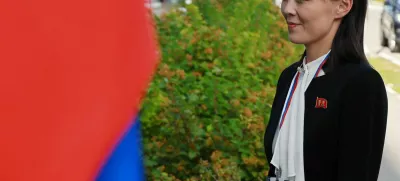 FILE PHOTO: Kim Yo Jong, sister of North Korea's leader Kim Jong Un, arrives at the Vostochny Сosmodrome before a meeting of Russia's President Vladimir Putin with North Korea's leader Kim Jong Un, in the far eastern Amur region, Russia, September 13, 2023. Sputnik/Vladimir Smirnov/Pool via REUTERS ATTENTION EDITORS - THIS IMAGE WAS PROVIDED BY A THIRD PARTY. THIS PICTURE WAS PROCESSED BY REUTERS TO ENHANCE QUALITY./File Photo
