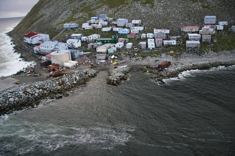 LITTLE DIOMEDE, Alaska - The native village of Little Diomede sits on the border of Russia and the United States. (U.S. Coast Guard Photo by Petty Officer Richard Brahm).