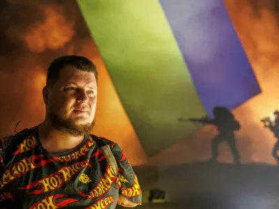 Ukrainian veteran Valerii Kucherenko, a former service member of the 68th Jaeger Brigade named after Oleksa Dovbush, speaks during an interview with Reuters in the city of Bila Tserkva, amid Russia's attack on Ukraine, in Kyiv region, Ukraine, August 15, 2025. Valerii, who has been awarded the Hero of Ukraine Gold Star, lost his hands in October 2023 due to injuries sustained in a fight against Russian troops in the Luhansk region, but after rehabilitation, he continued to live a full life and founded a pizzeria with his wife. REUTERS/Valentyn Ogirenko