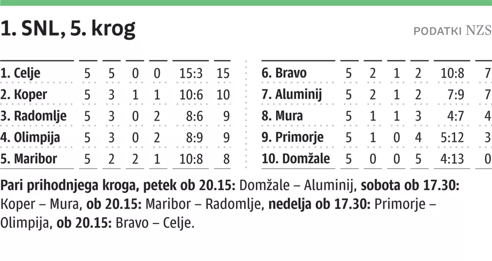 Lestvica 1. SNL po 5. krogu