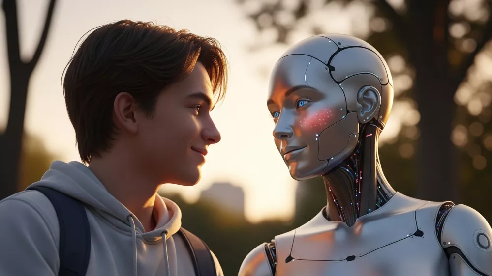Ilustracija odnosa med človekom in umetno inteligenco