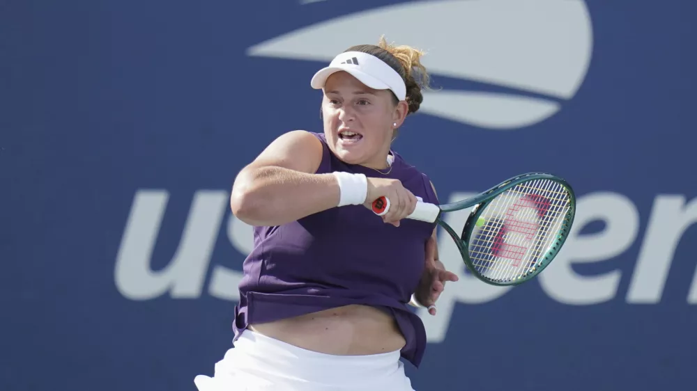 FILE - Je&Auml;źena Ostapenko of Latvia during the first round of the U.S. Open tennis tournament, Aug. 24, 2025, in New York. (AP Photo/Vera Nieuwenhuis, File)