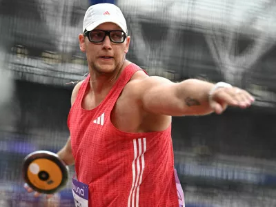 Athletics - Diamond League - London - London Stadium, London, Britain - July 19, 2025 Slovenia's Kristjan Ceh in action during the Men's Discus Throw final REUTERS/Dylan Martinez