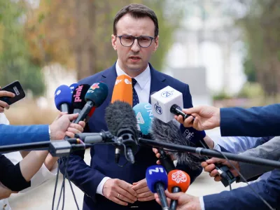 The head of the Serbian government's Office for Kosovo, Petar Petkovic speaks to the media in Brussels, Belgium, August 18, 2022. REUTERS/ Johanna Geron