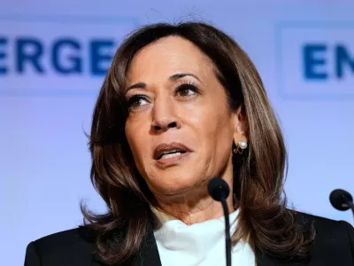 FILE - Former Vice President Kamala Harris delivers the keynote speech at the Emerge 20th Anniversary Gala in San Francisco, April 30, 2025. (AP Photo/Godofredo A. V&aacute;squez, File)
